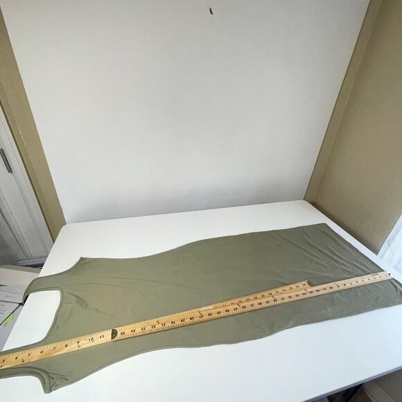Meshki Jhene Tank Midaxi Dress Moss Green M Lined Square Neck Stretch Sleeveless - Picture 8 of 8